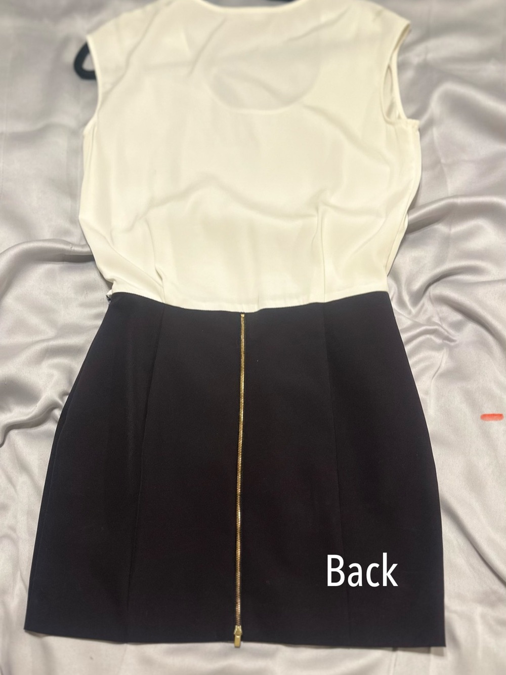 Banana Republic Black and White Two-Tone Sheath Dress with Gold Zip